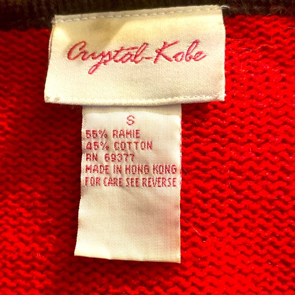 Red cardigan with Scottish terriers, size S - Picture 5 of 5